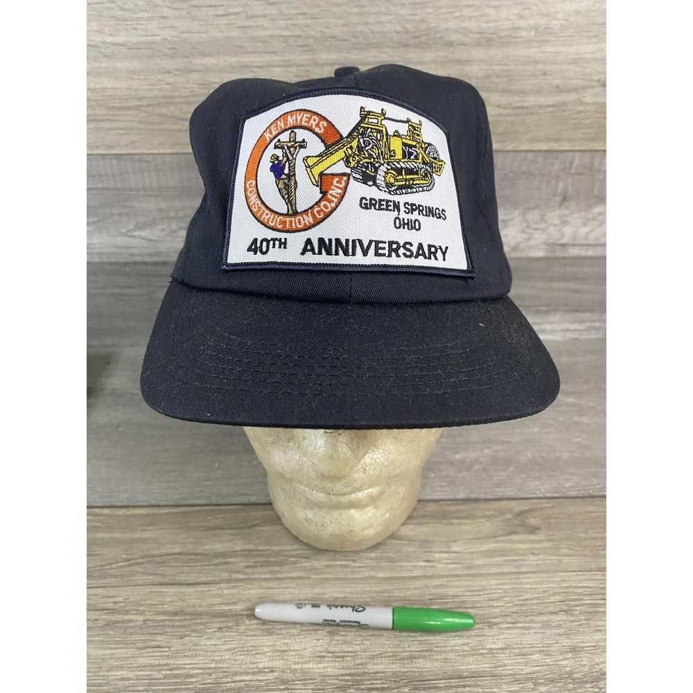 VINTAGE Ken Myers Hat Cap Snap Back Patch 40th Anniversary Mens Construction 90s
